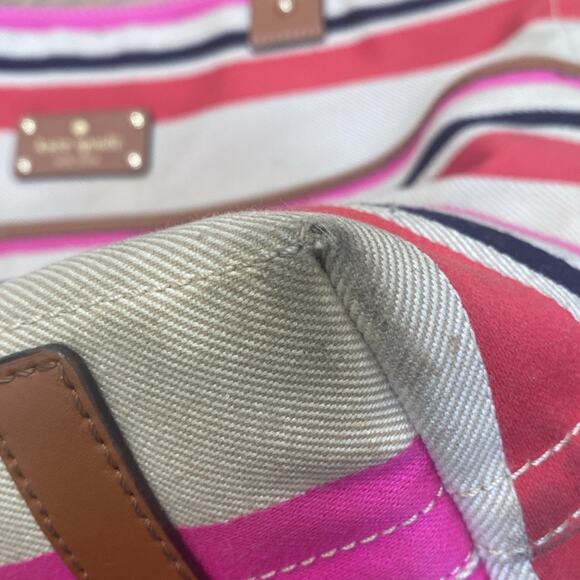 Kate Spade Oak Island Cotton Magazine Tote with Leather Handles - Picture 7 of 8